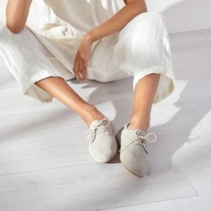 Hobes | Grey Leather Lace Up Flats Boat | New | Size 10